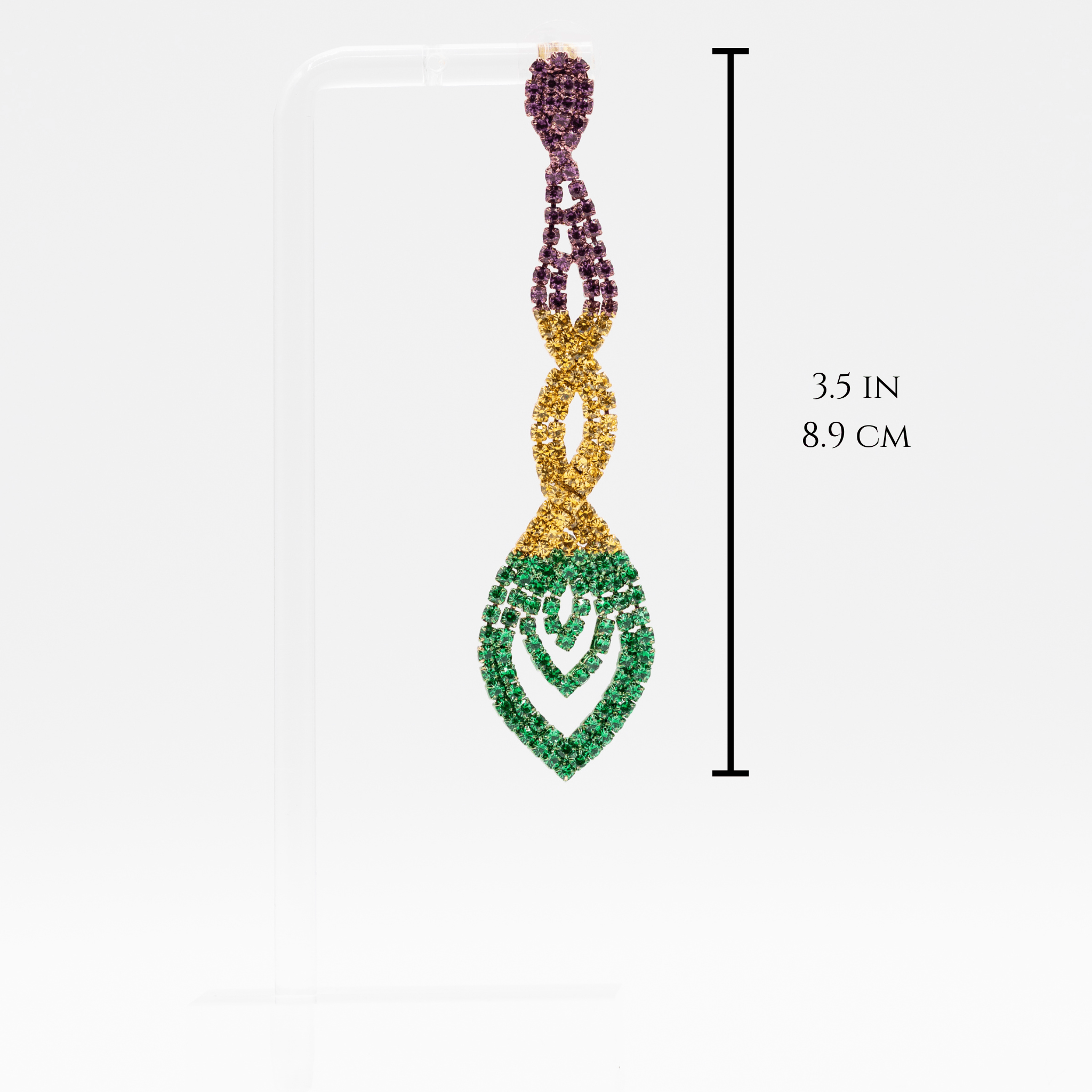 Mardi Gras Rhinestone Braided Drop Earrings