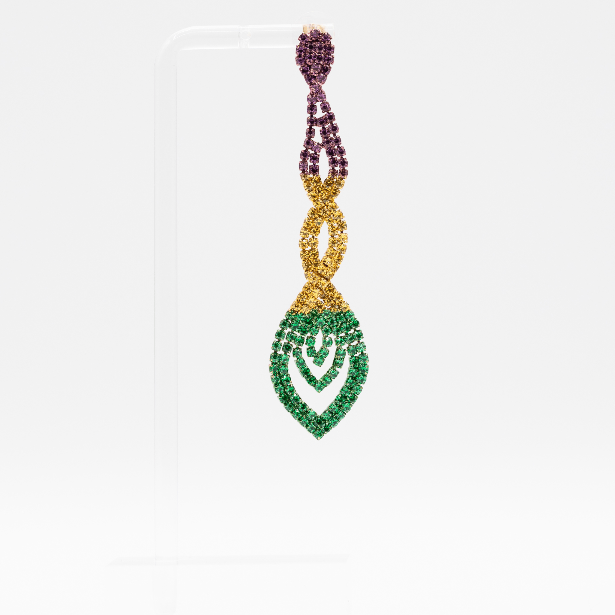 Mardi Gras Rhinestone Braided Drop Earrings