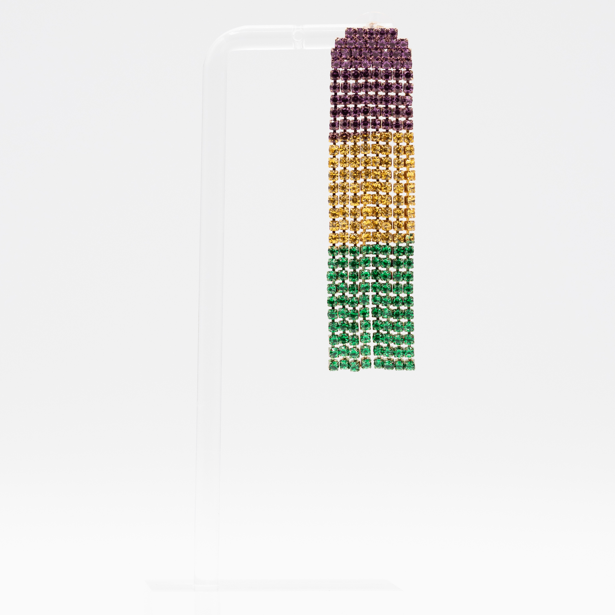 Mardi Gras Rhinestone Fringe Drop Earrings