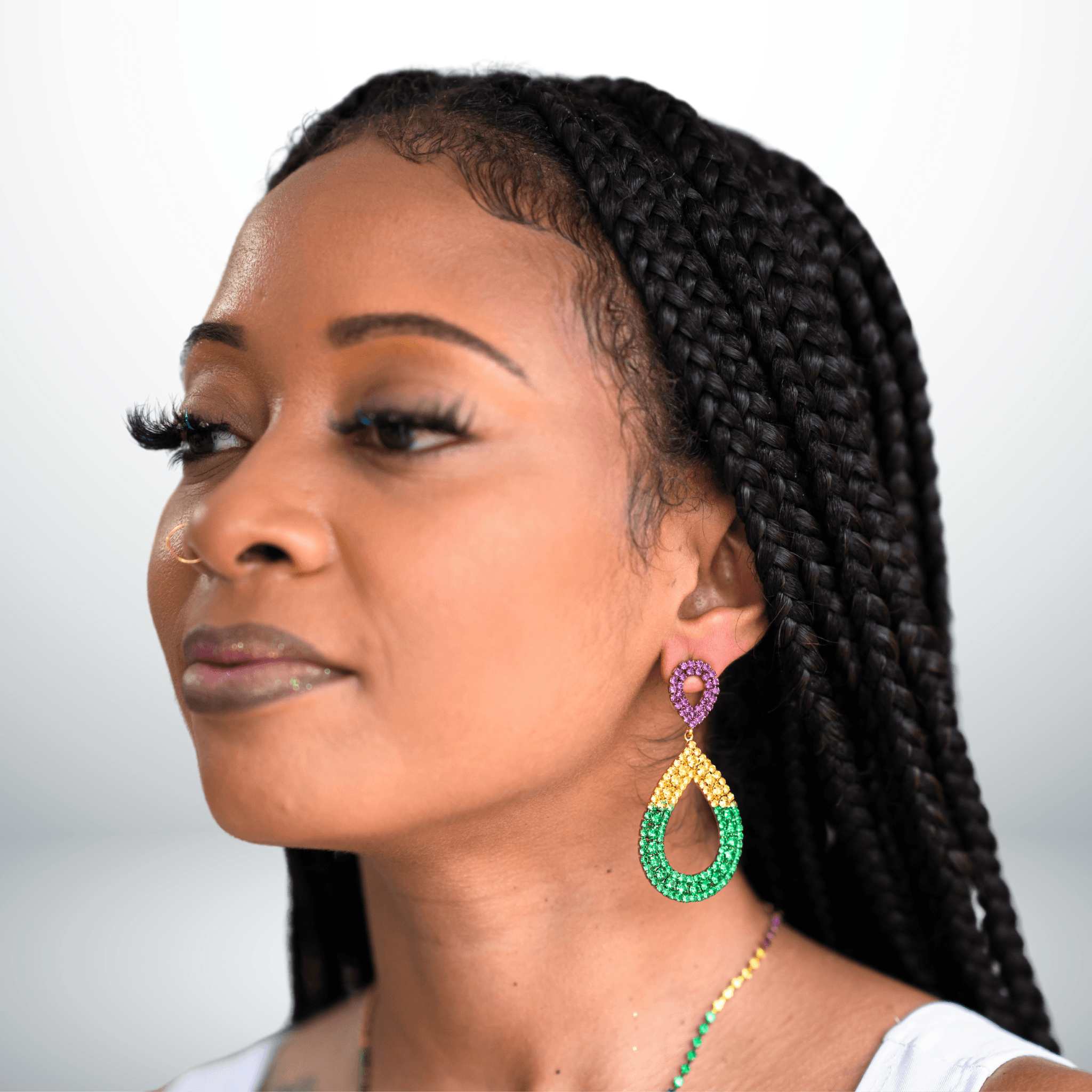 Mardi Gras Rhinestone Teardrop Earrings