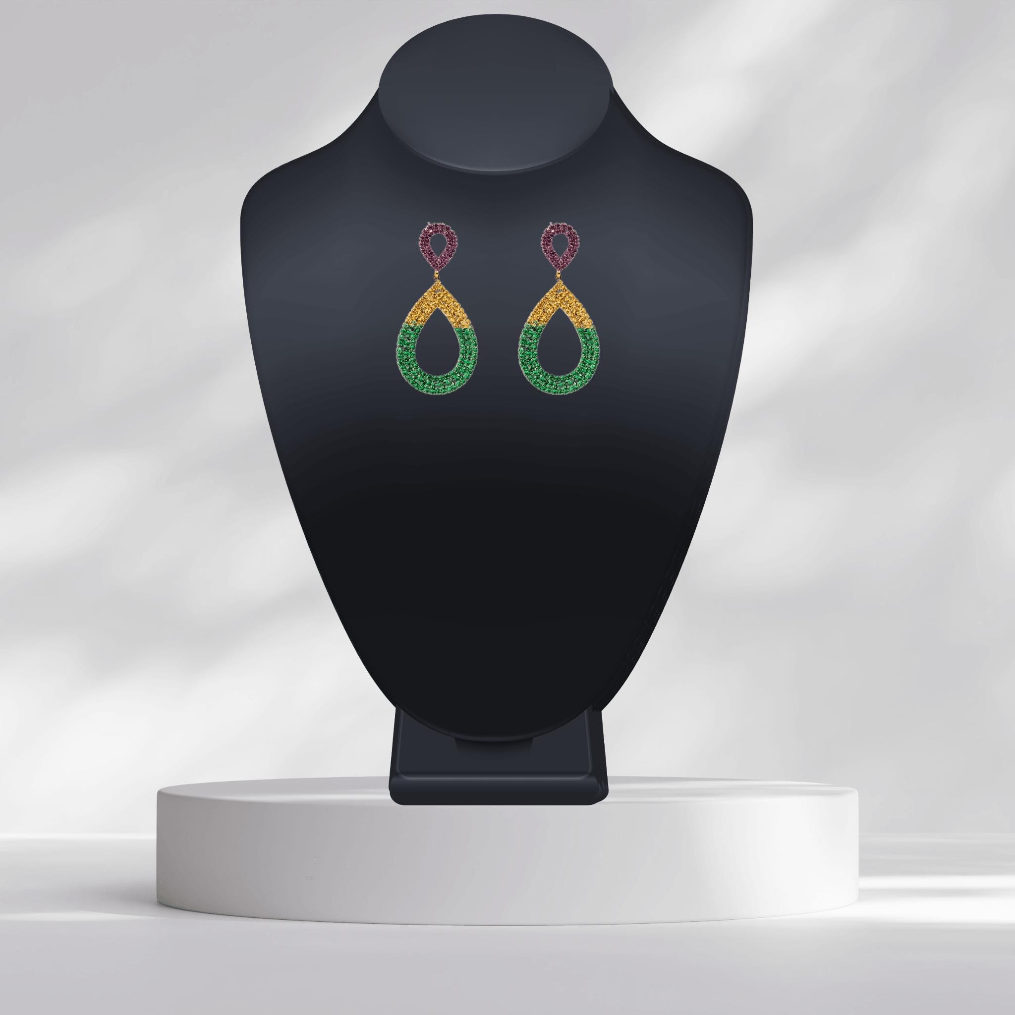 Mardi Gras Rhinestone Teardrop Earrings