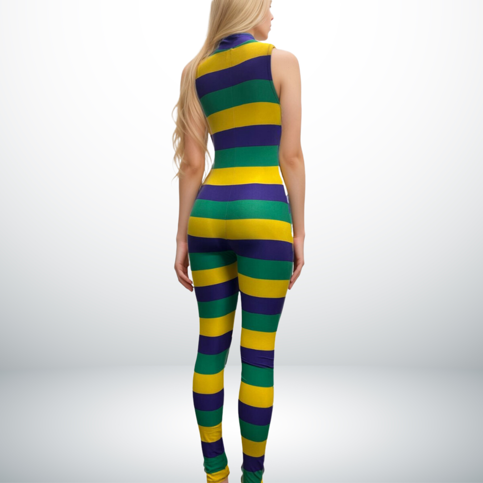 Mardi Gras Carnival Stripes Sleeveless Jumpsuit