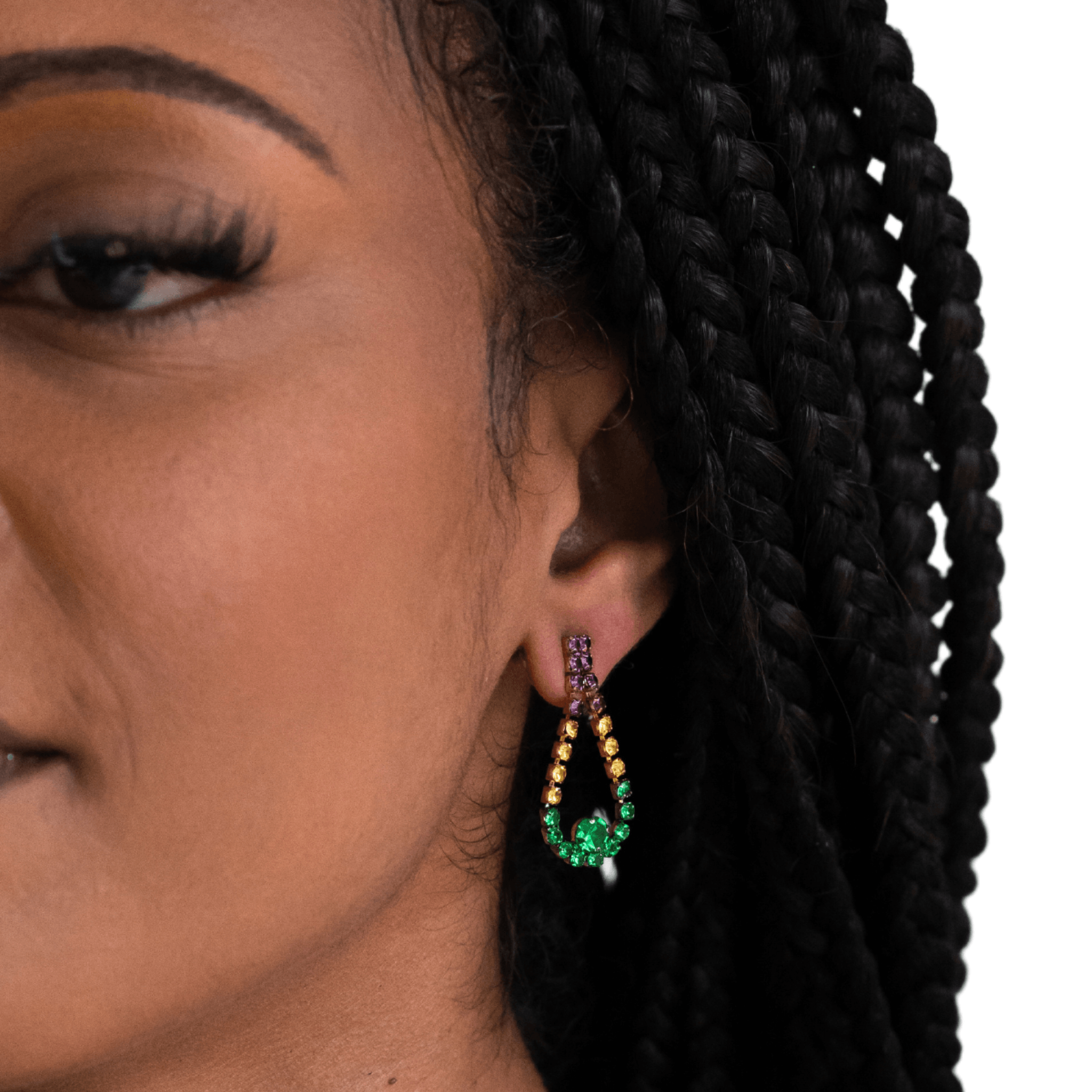 Mardi Gras Rhinestone Fan Necklace - Mardi Gras Accessories - Mardi Gras Hub - Mardi Gras Earrings - Mardi gras Necklace Sets - Mardi Gras Hub