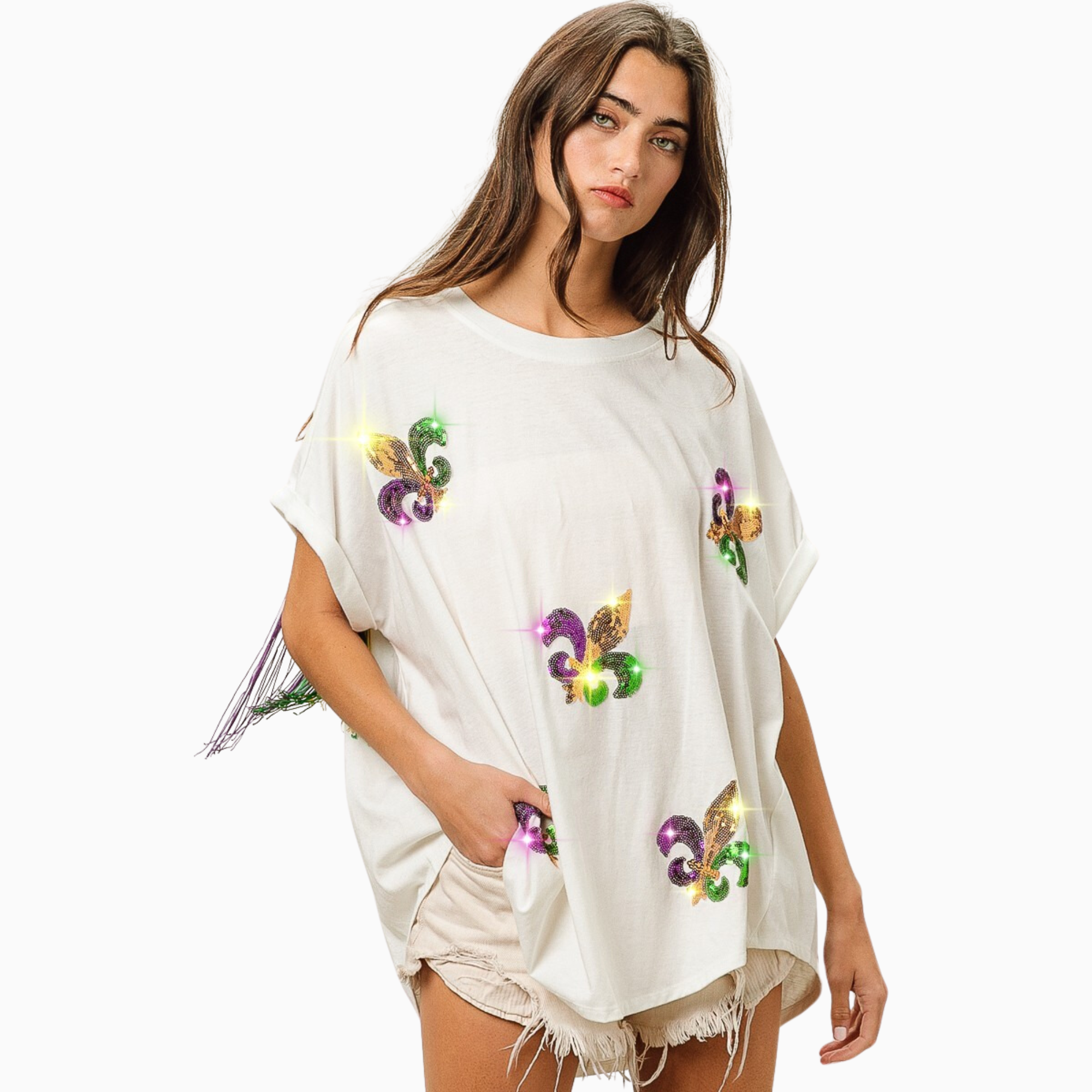 Vintage Washed Fleur Mardi Gras Top
