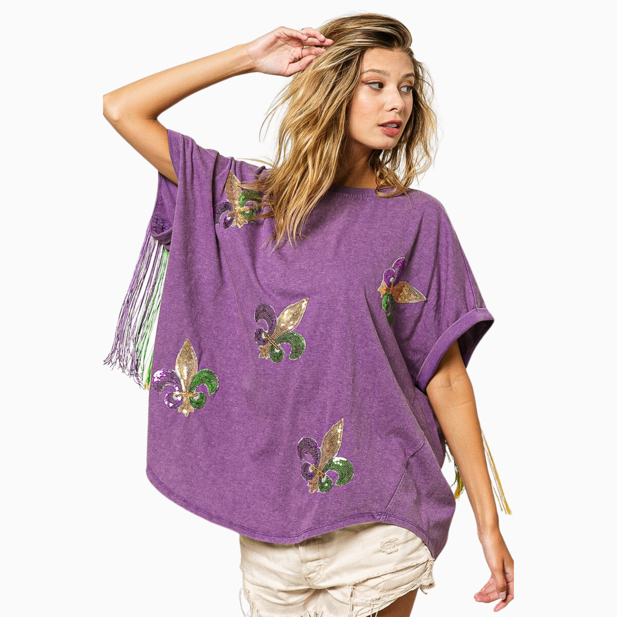 Vintage Washed Fleur Mardi Gras Top