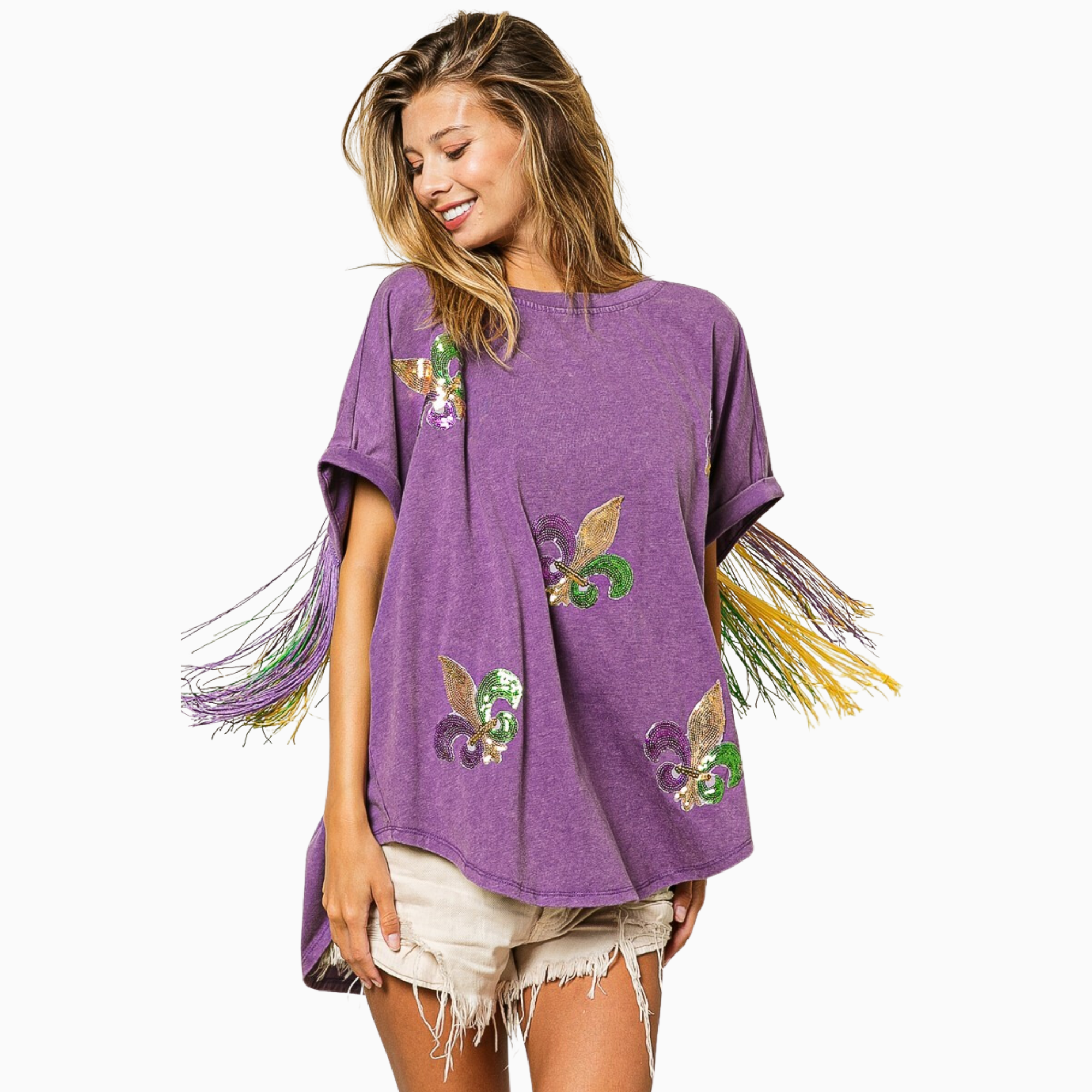 Vintage Washed Fleur Mardi Gras Top