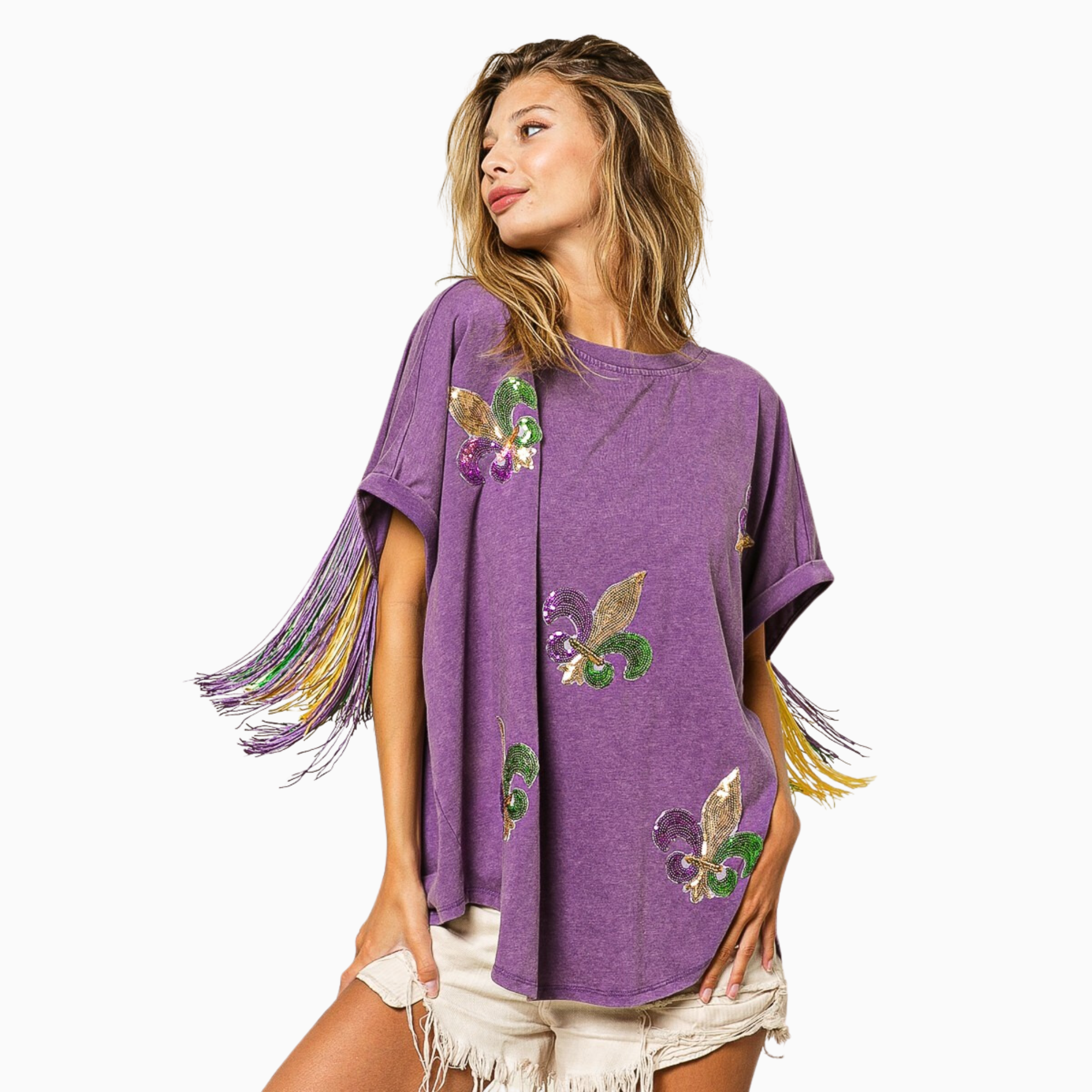 Vintage Washed Fleur Mardi Gras Top
