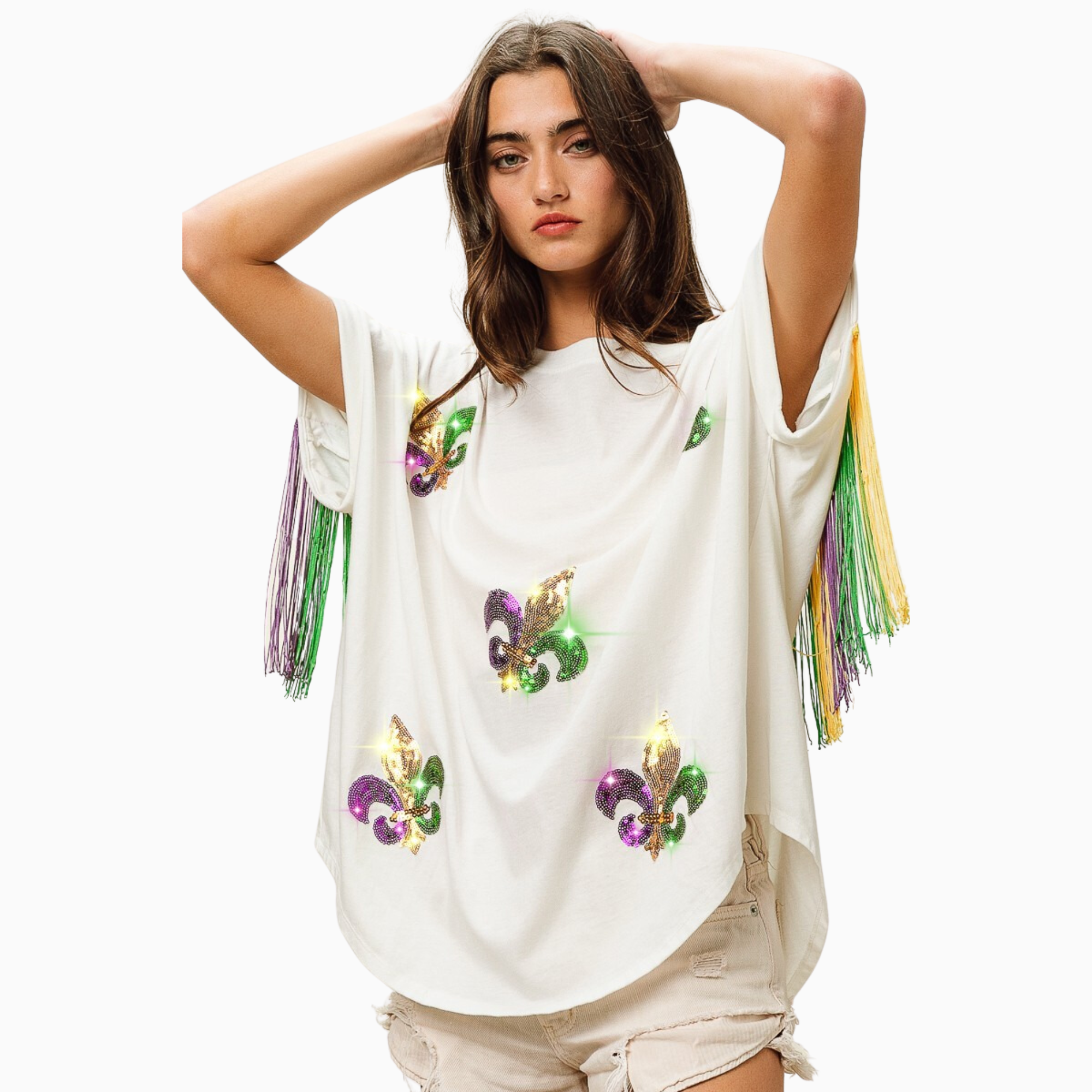 Vintage Washed Fleur Mardi Gras Top