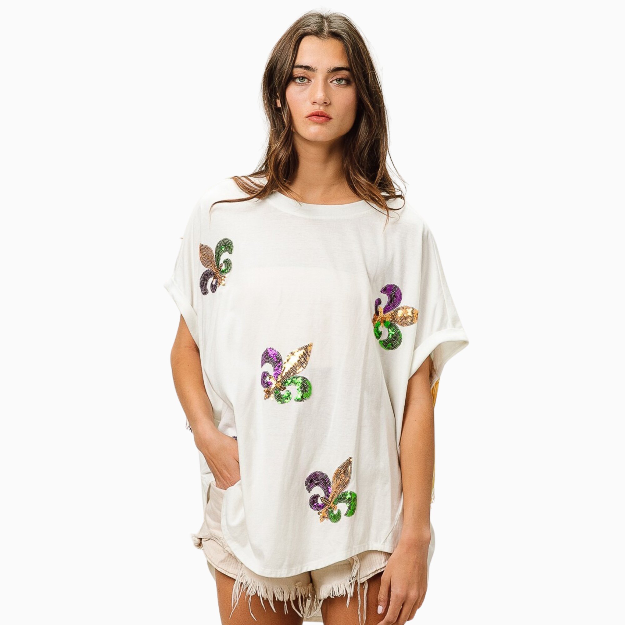 Vintage Washed Fleur Mardi Gras Top