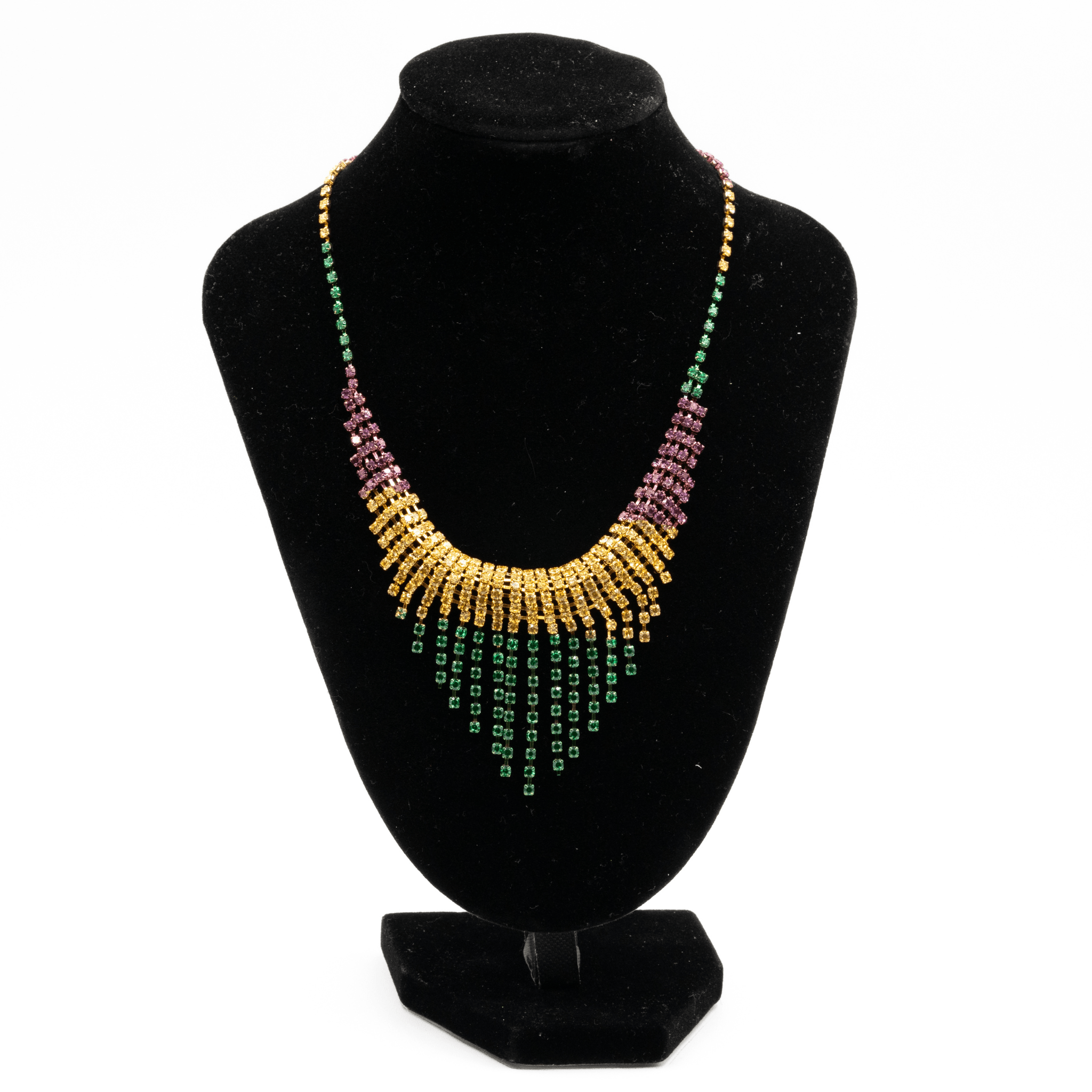 Mardi Gras Beaded Fringe Necklace & Earring Set - Mardi Gras Accessories - Mardi Gras Hub - Mardi Gras Earrings - Mardi gras  Necklace Sets - Mardi Gras Hub