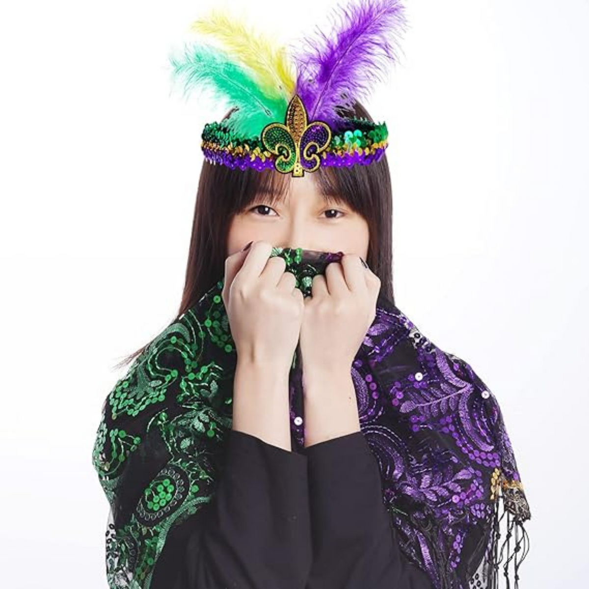 1451 2pcs Rainbow Feather Headpieces, Mardi Gras Headband，cute il_fullxfull.3254015900_8mwg.jpg main image 3