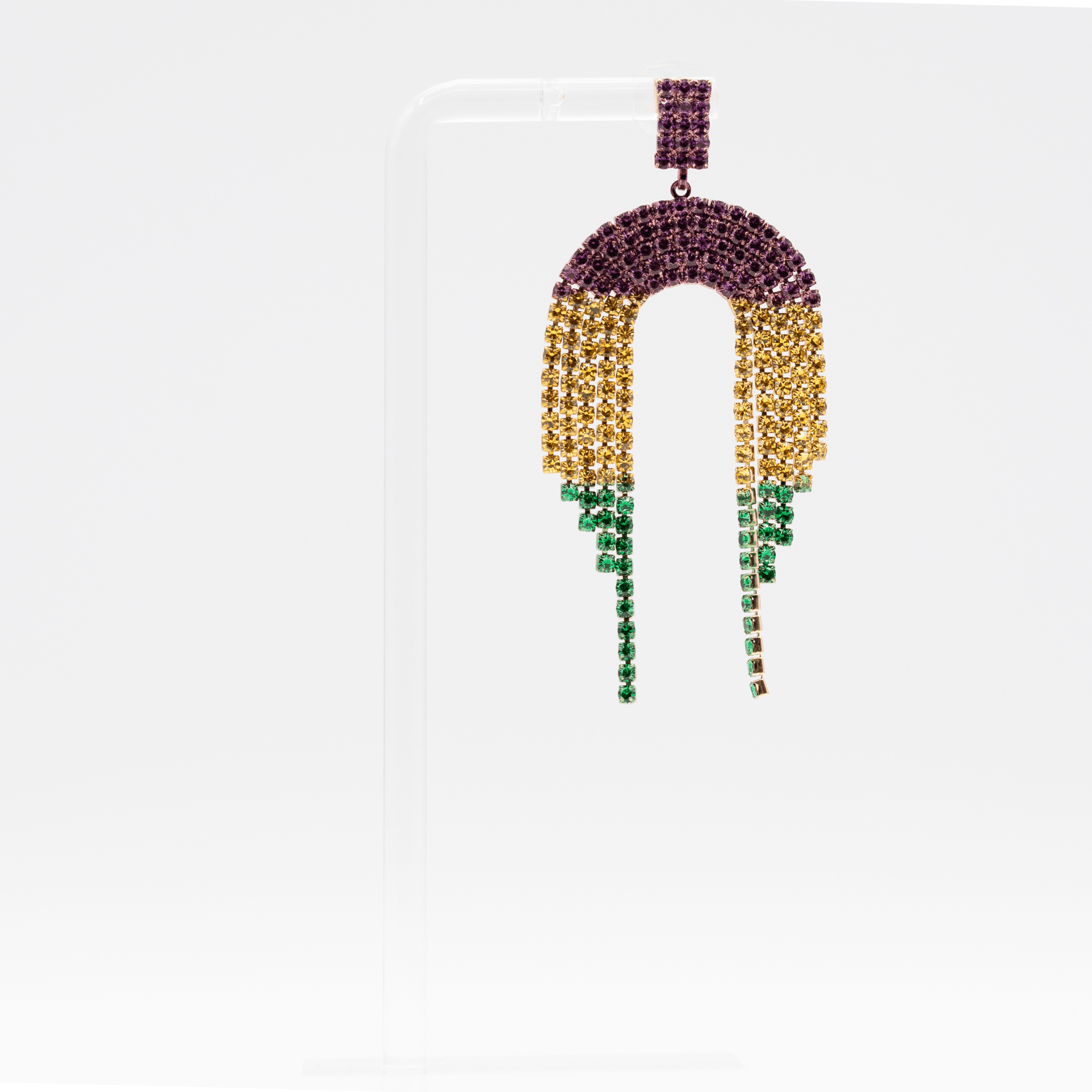 Mardi Gras Rhinestone Arch Drop Earrings