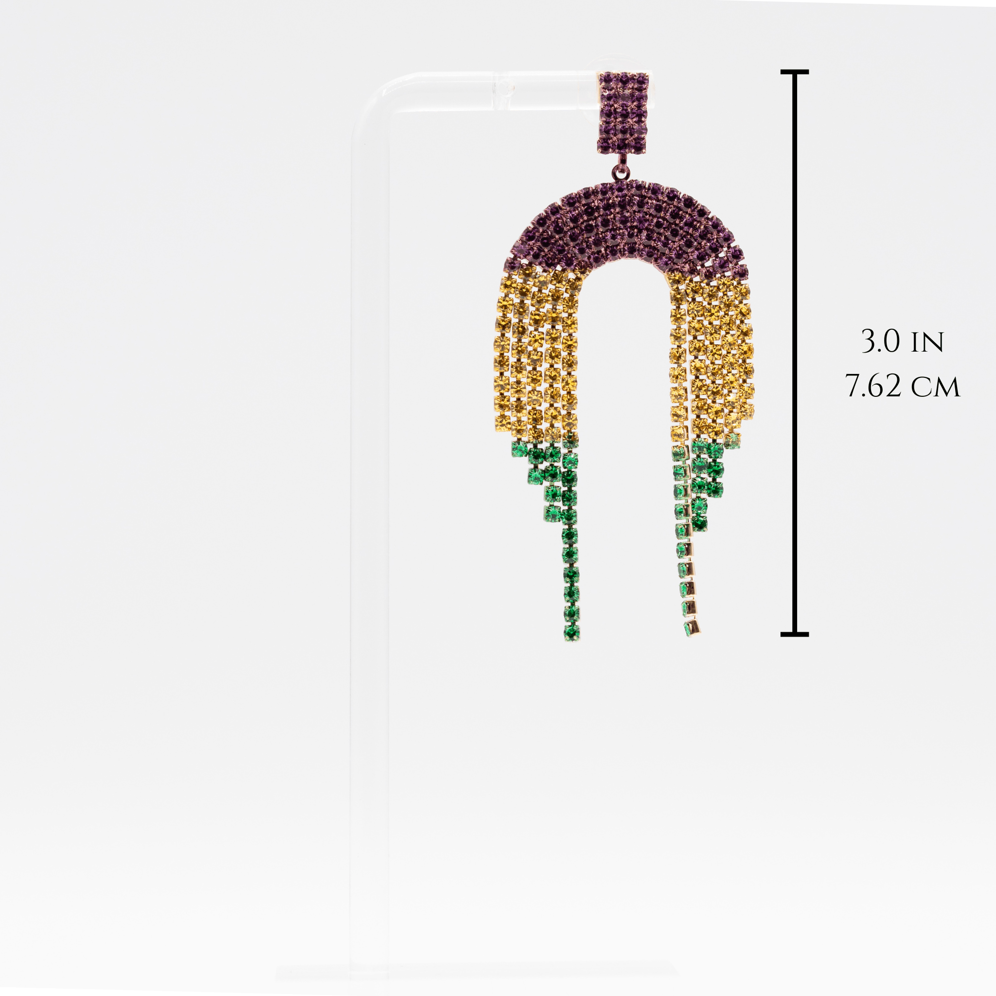 Mardi Gras Rhinestone Arch Drop Earrings