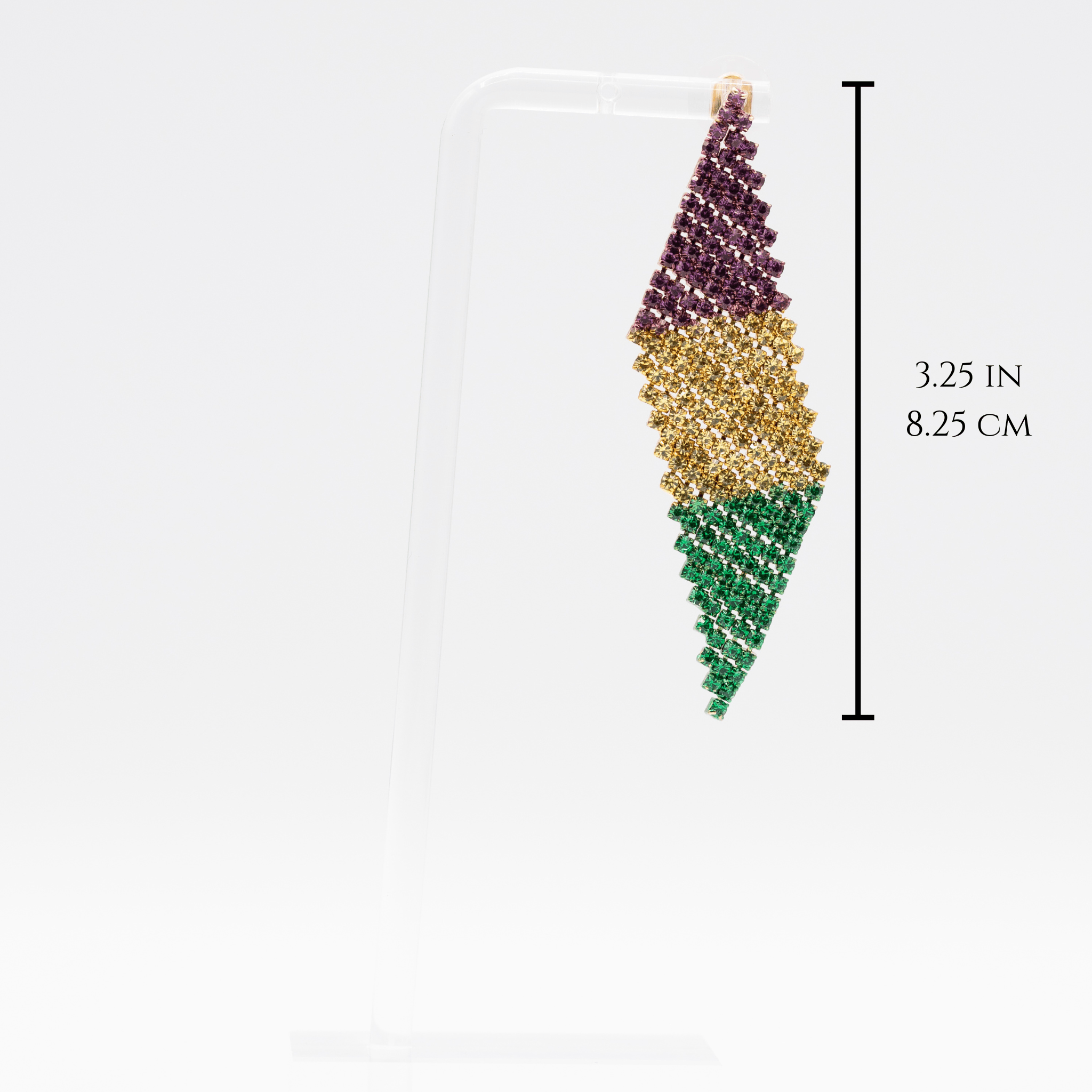 Mardi Gras Rhinestone Chevron Drop Earrings