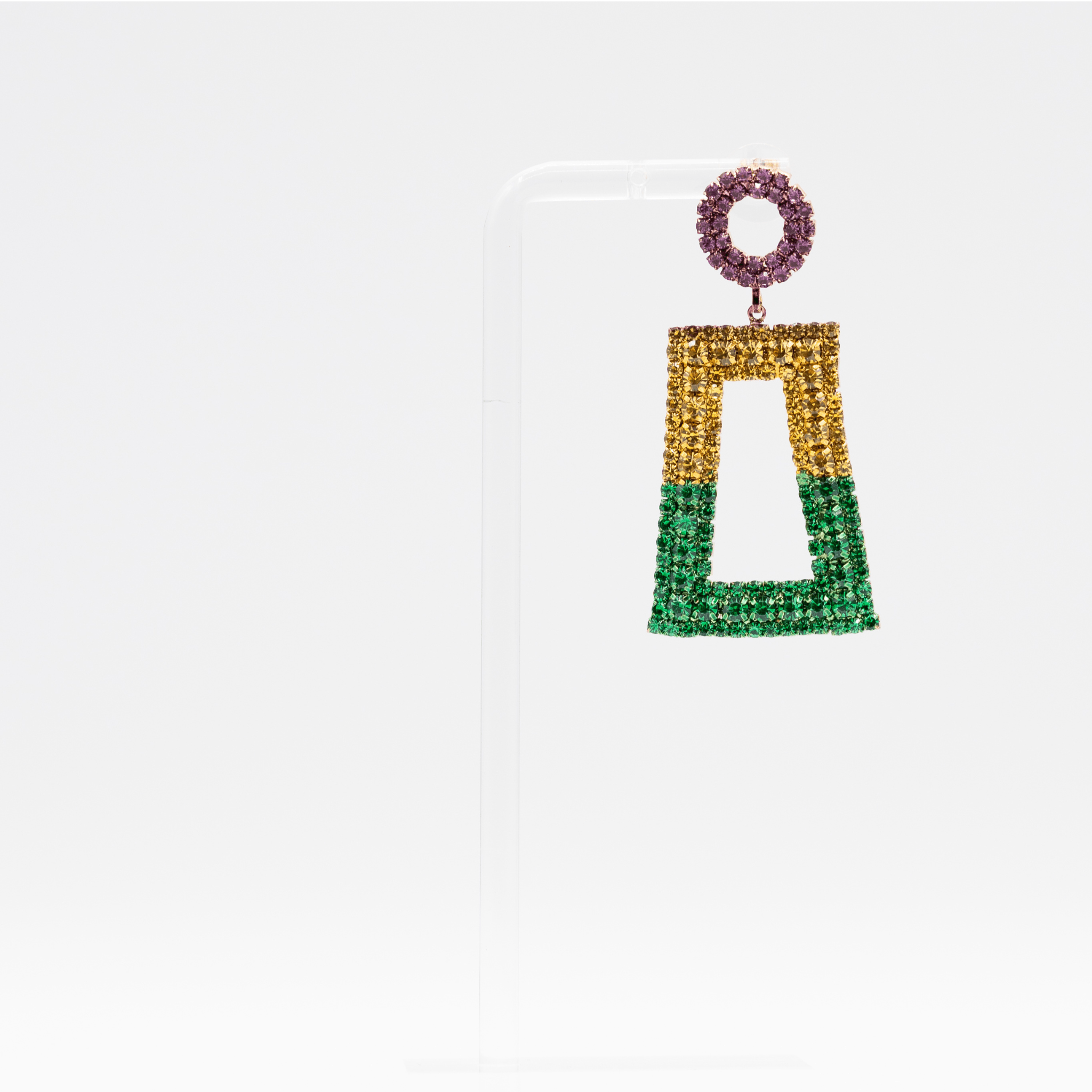 Mardi Gras Rhinestone Geometric Drop Earrings