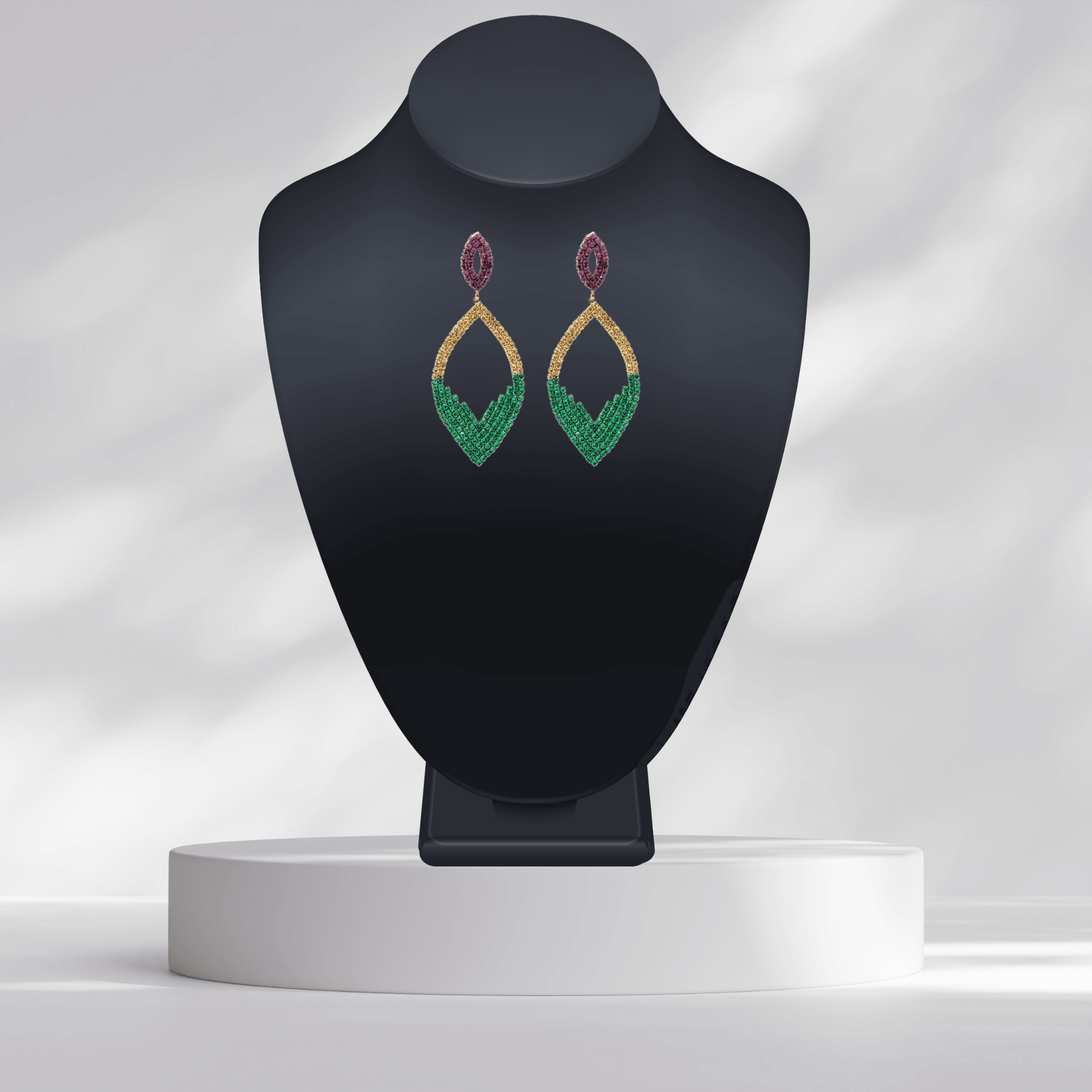 Mardi Gras Rhinestone Open Teardrop Earrings