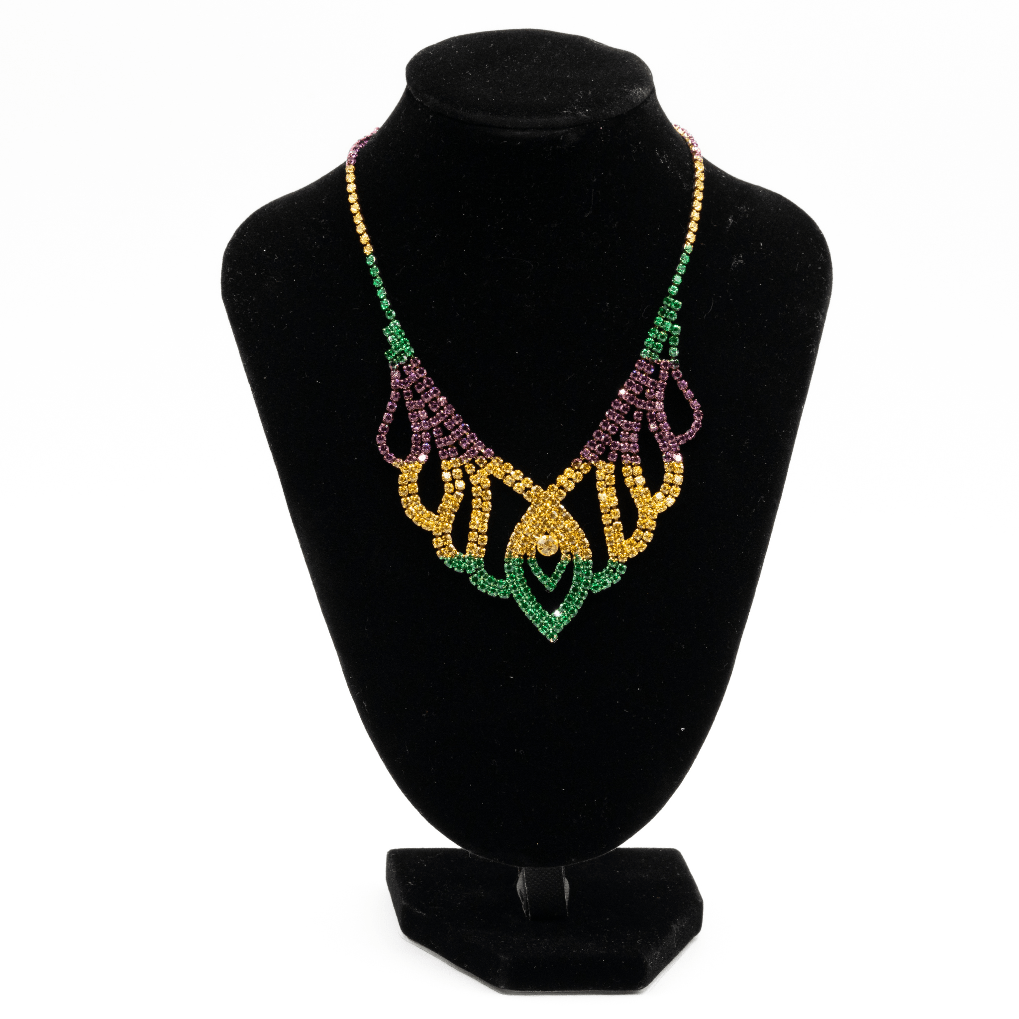 Mardi Gras Rhinestone Teardrop Necklace - Mardi Gras Accessories - Mardi gras 2024 - 2025 Sets