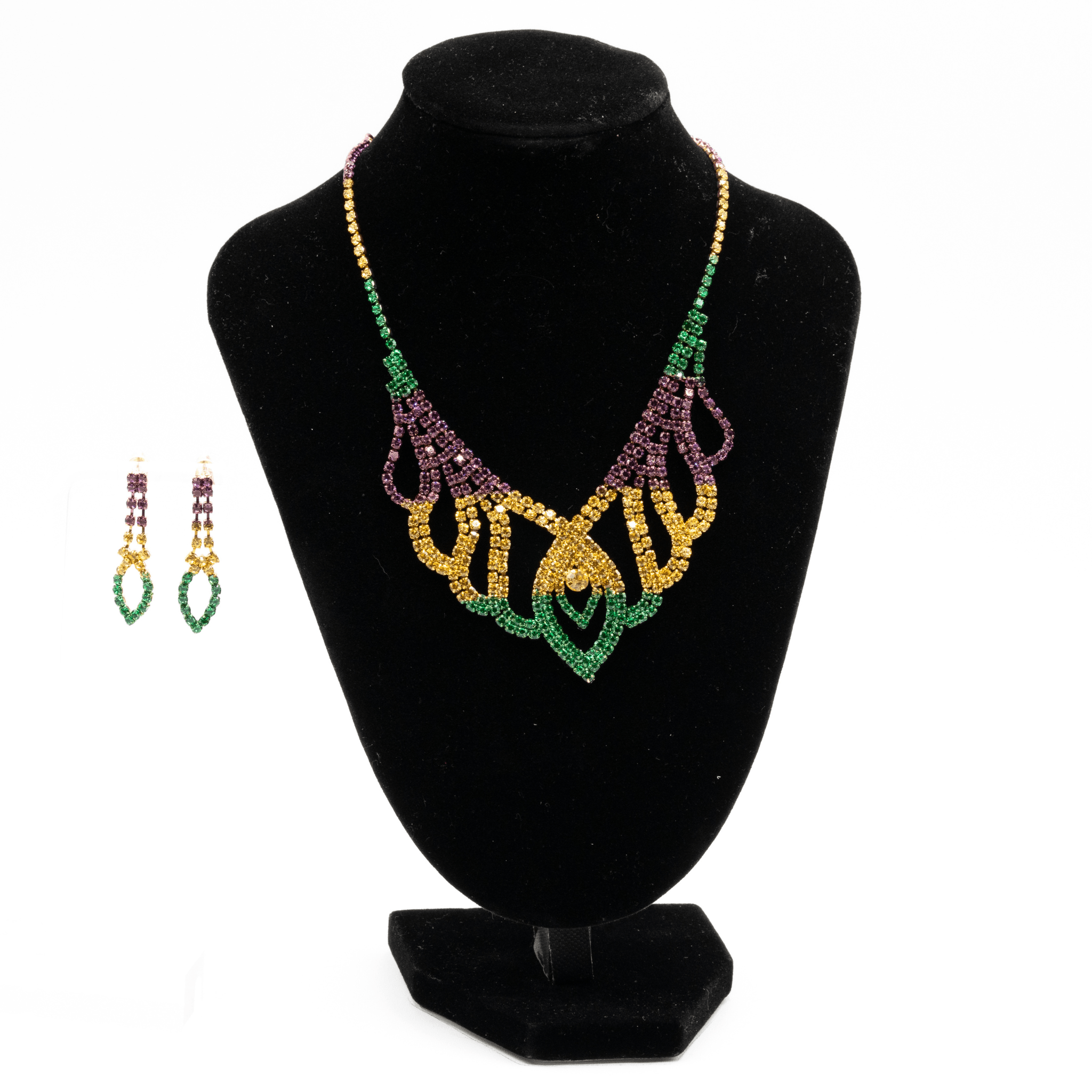 Mardi Gras Rhinestone Teardrop Necklace - Mardi Gras Accessories - Mardi gras 2024 - 2025 Sets