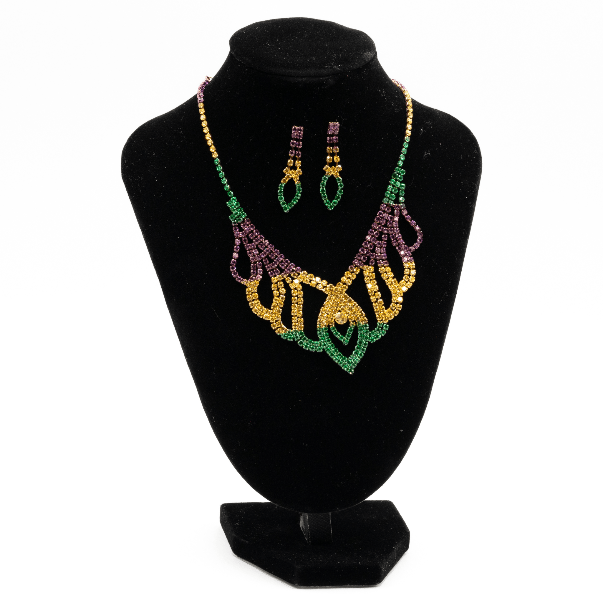 Mardi Gras Rhinestone Teardrop Necklace - Mardi Gras Accessories - Mardi gras 2024 - 2025 Sets