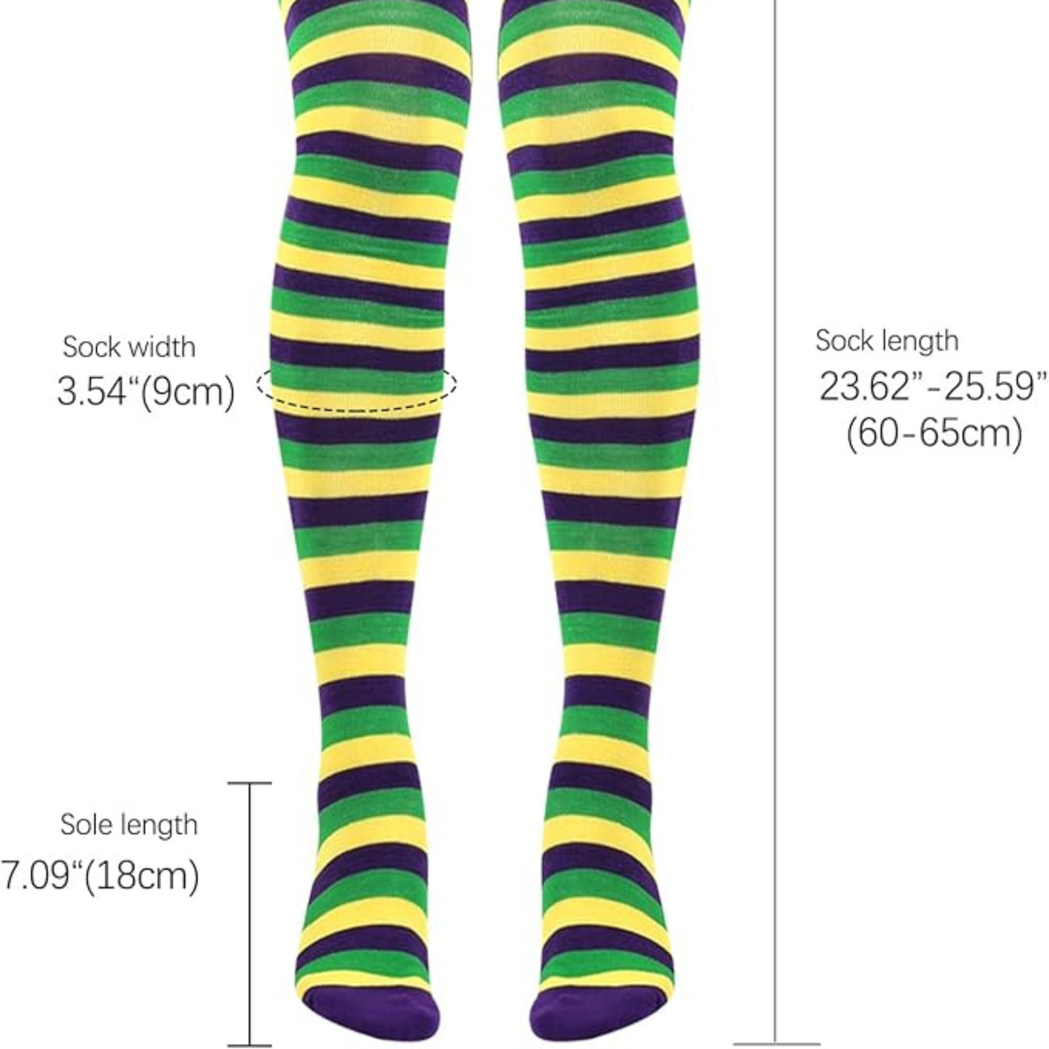 Mardi Gras Thigh High Over Knee Socks