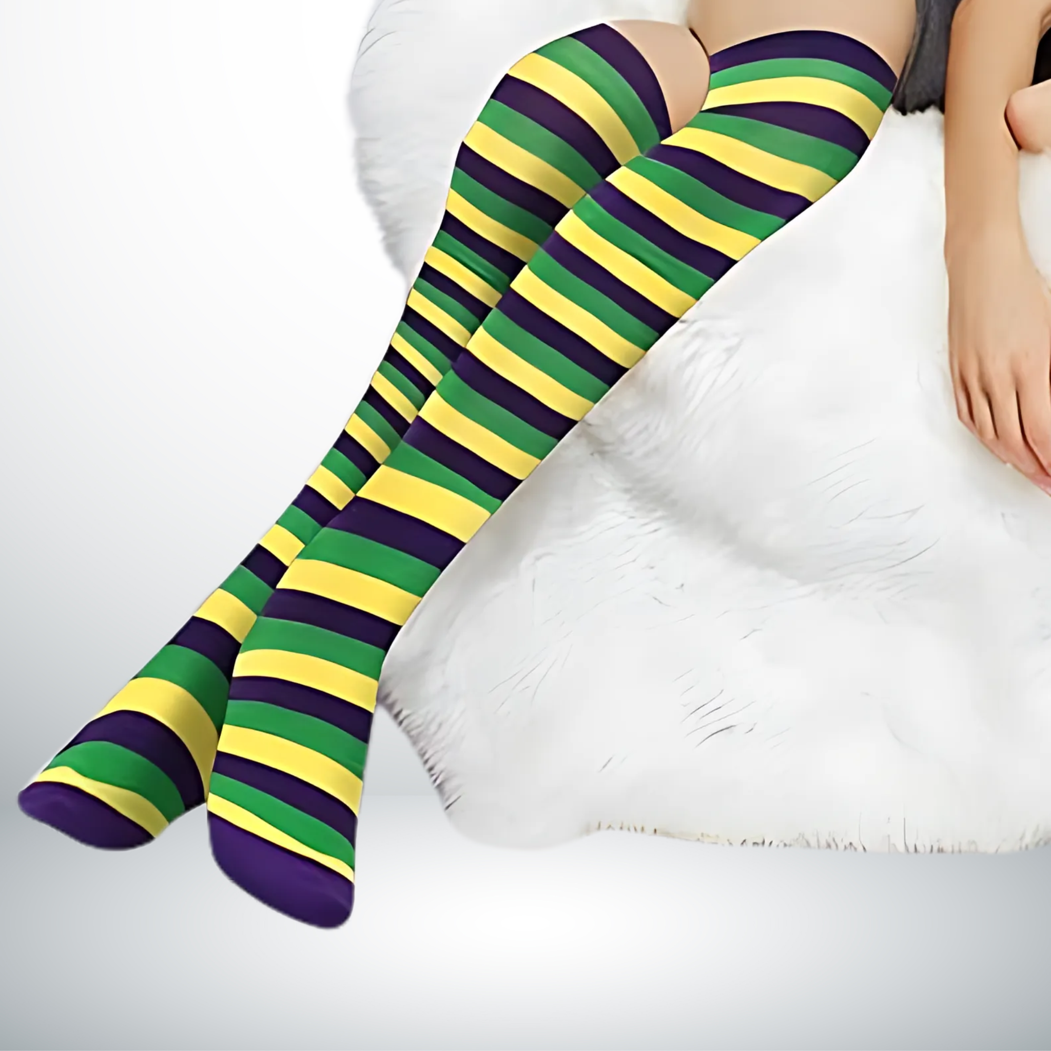 Mardi Gras Thigh High Over Knee Socks