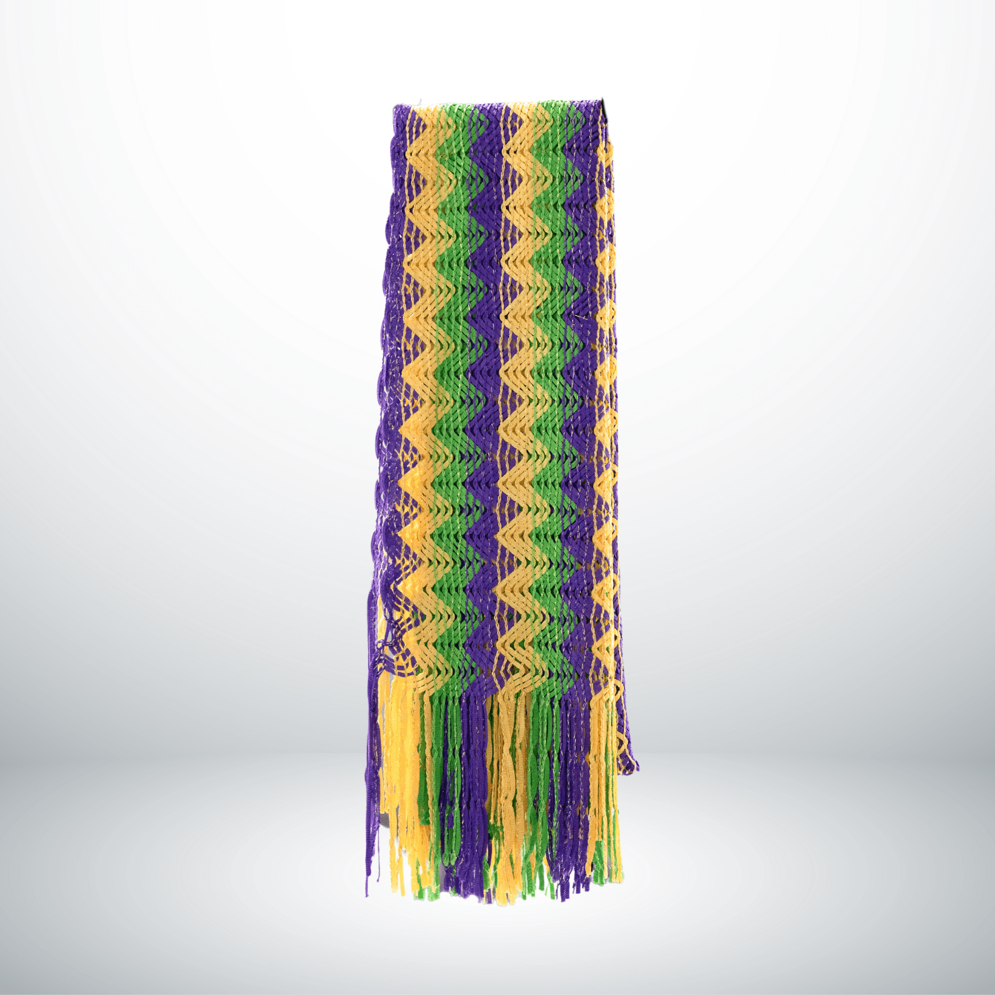 Mardi Gras Zigzag Pattern Fringe Scarf