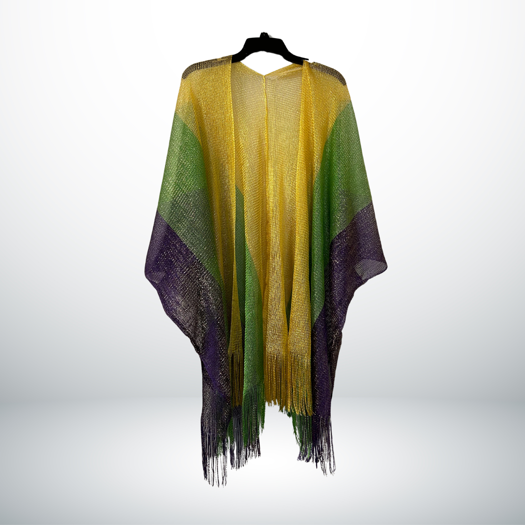 Mardi Gras Mesh Shawl with Fringe