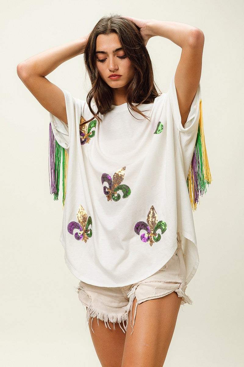 Vintage Washed Fleur Mardi Gras Top